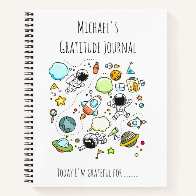 BOYS Personalized Gratitude Journal Space Theme 6 (Front)