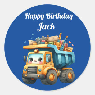 Boy's Personalized name Happy Birthday Classic Round Sticker