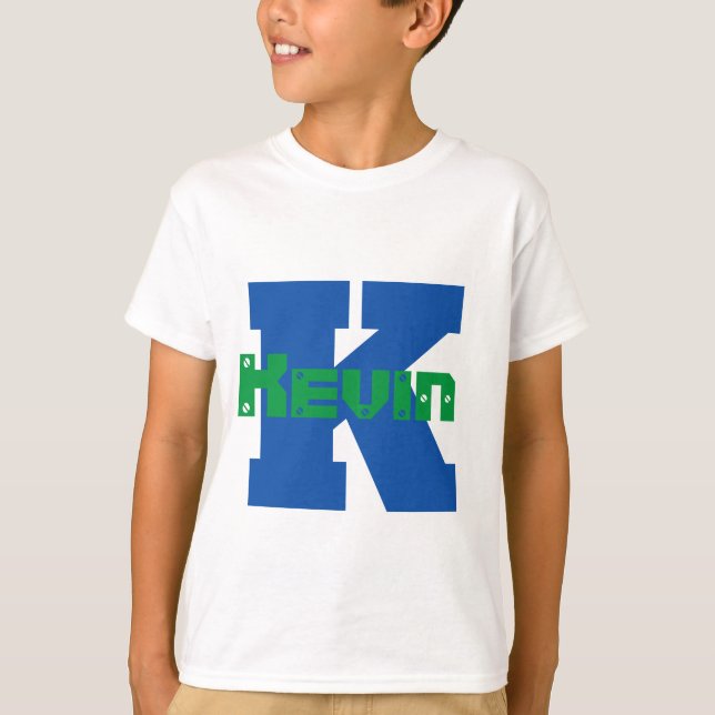 Boys Personalized Name with Initial Monogram T-Shirt (Front)