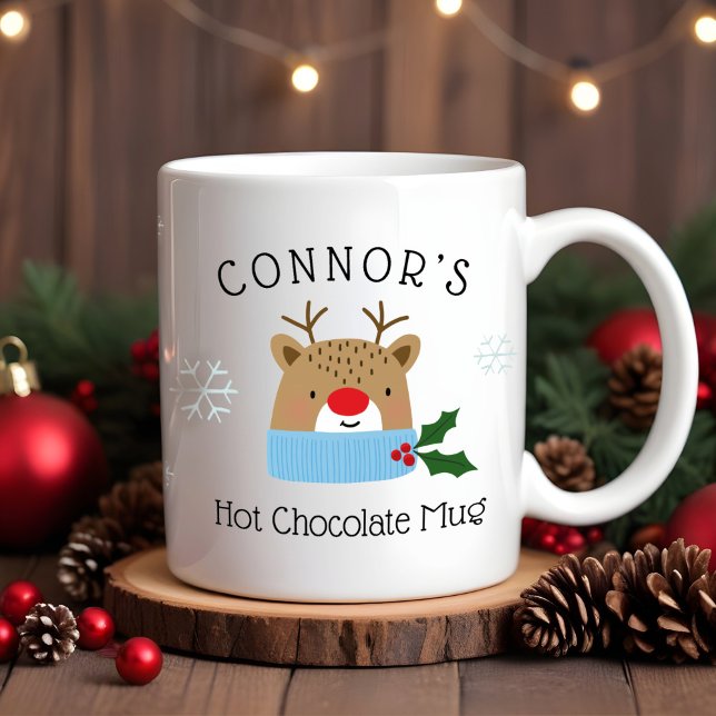 Boys Personalized Reindeer Hot Chocolate Mug (Creator Uploaded)