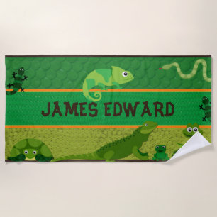 Boys Personalized Reptile Beach Towel