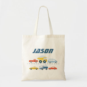 Boys Personalized Transport Vehicles Tote Bag