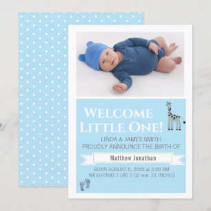 Boys Photo Birth Announcement
