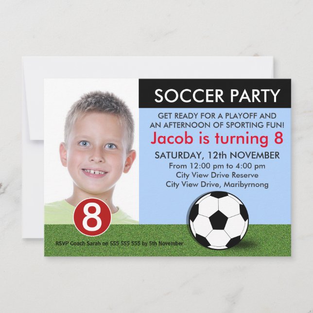 Boys Photo Soccer Birthday Invitation (Front)