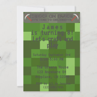 Boys Pixel Gamer Birthday Party Invitation