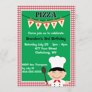 Boy's Pizza Party Invitation
