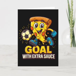 Boys Pizza Theme Funny Soccer Goal  Card