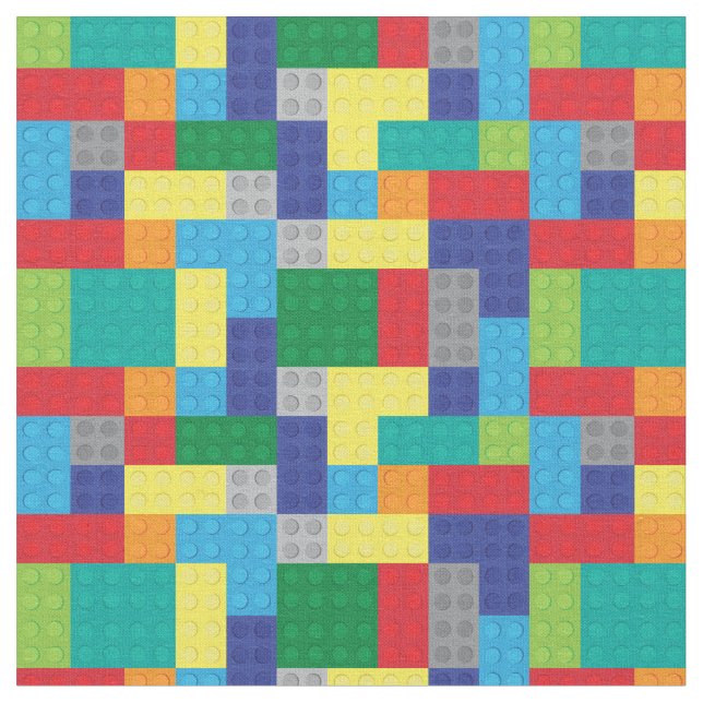 Boy's Plastic Toy Blocks Bricks Fabric (Close Up)