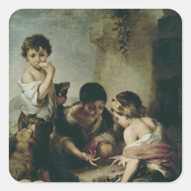 Boys Playing Dice, c.1670-75 Square Sticker (Front)