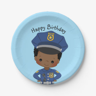 Boys Police Officer Happy Birthday Party Paper Plate