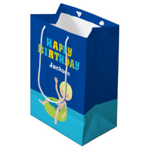 Boys Pool Party Custom Kids Birthday Medium Gift Bag