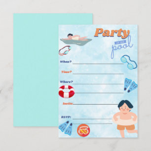 boys pool party invitation