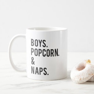 Boys Popcorn and Naps Print Coffee Mug