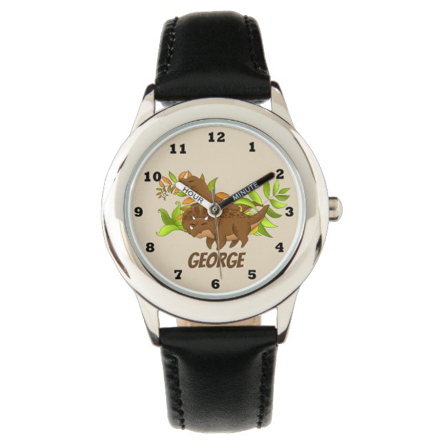 Boys prehistoric dinosaur add name watch (Front)