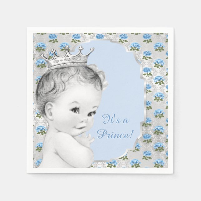 Boys Prince Baby Shower Napkin (Front)