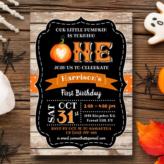 Boy's Pumpkin 1st Birthday Invitation (Creator Uploaded)