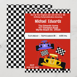 Boys Race Car Birthday Invitations