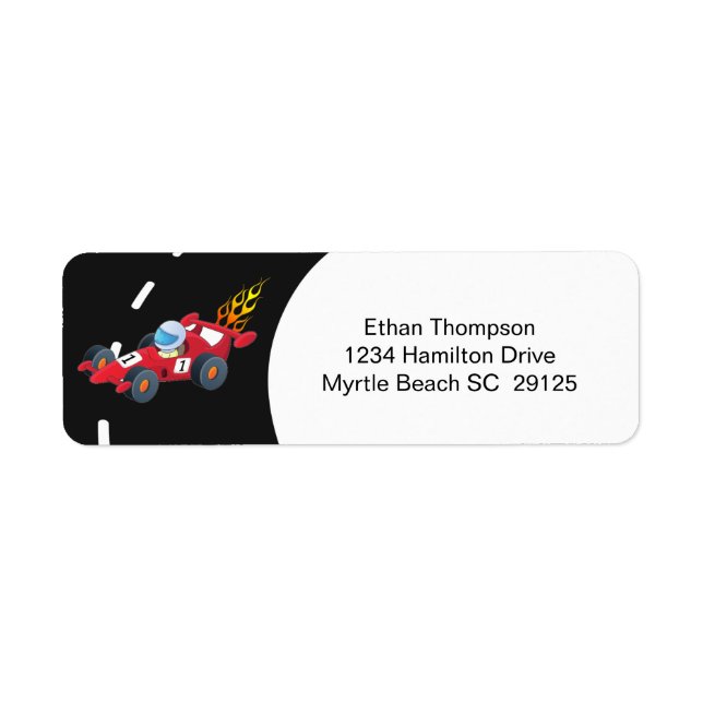 Boys Race Car Birthday Party Label (Front)