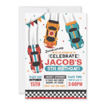 Boys Racing Race Car Birthday Invitation