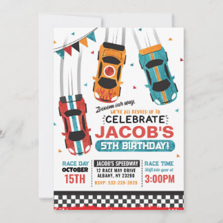 Boys Racing Race Car Birthday Invitation