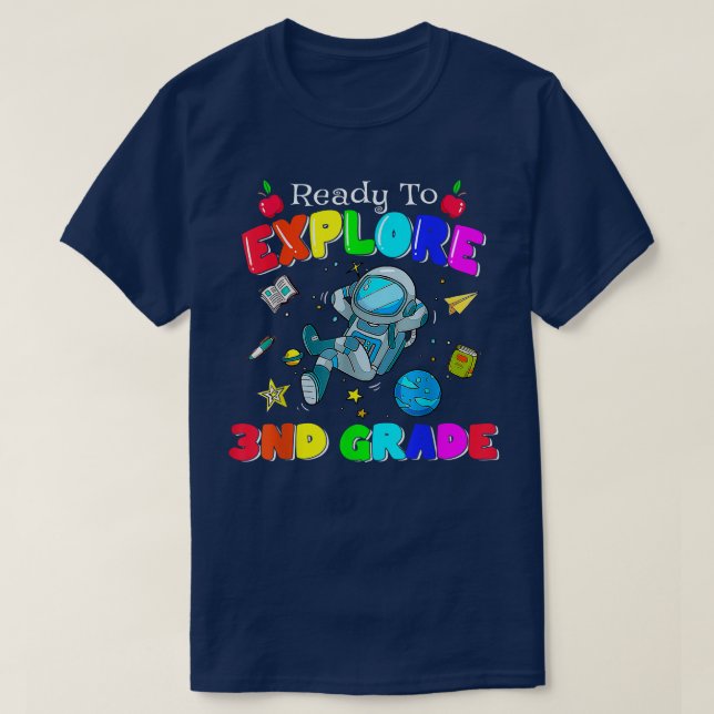 Boys Ready to eplore 3nd Grade Back to School Astr T-Shirt (Design Front)