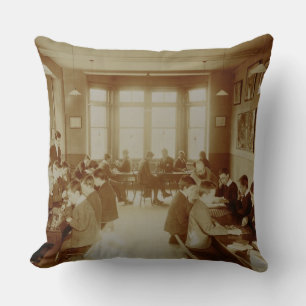 Boy's Recreation Room at the Deaf and Dumb Institu Throw Pillow