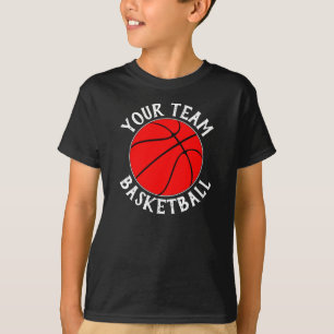 Boys Red Basketball Team, Player Name and Number  T-Shirt