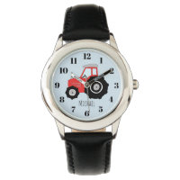 Boy's Red Farm Tractor with Name Kids
