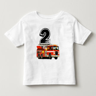 Boys Red Fire Truck 2nd Birthday Toddler T-shirt