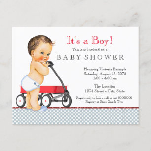 Boys Red Wagon Baby Shower Invitation
