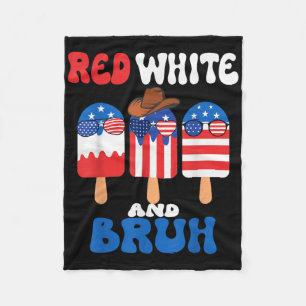 Boys Red White And Bruh Popsicle Men 4th July Amer Fleece Blanket