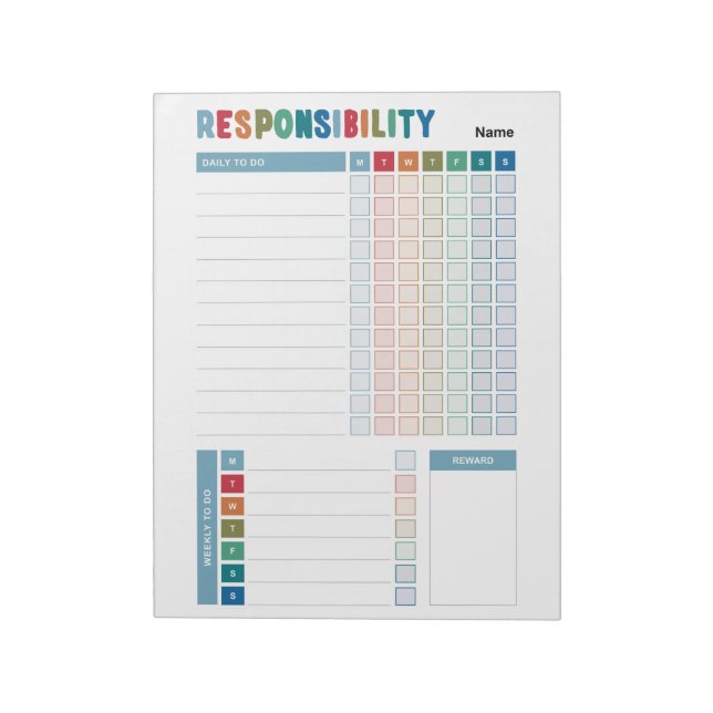 Boys Responsibility To Do List Notepad (Rotated)