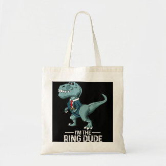 Boys Ring Bearer T-Rex Dinosaur Wedding Party Gift Tote Bag