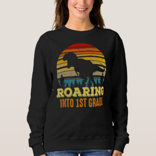 Boys Roaring Into 1st Grade Dinosaur Back To Schoo Sweatshirt