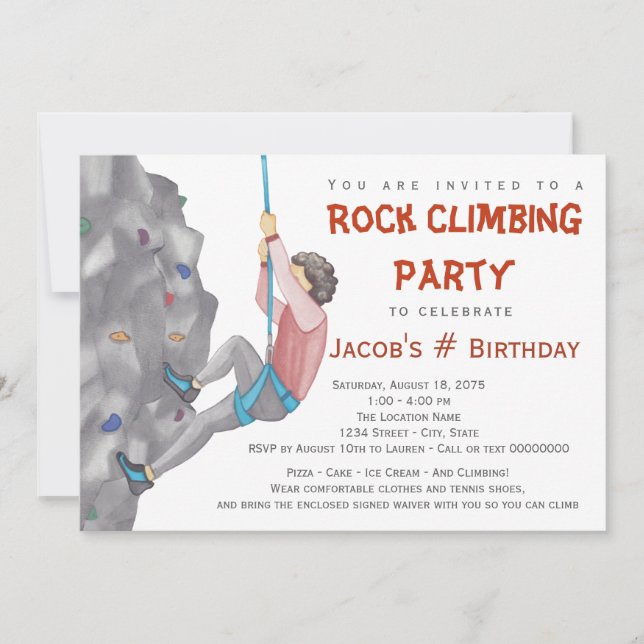 Boys Rock Escalade Anniversaire Fête Invitations (Devant)