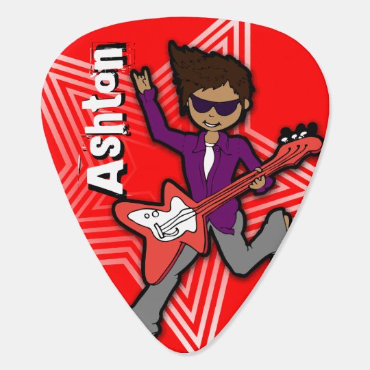Boys rock star kids personalized red guitar pick