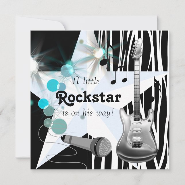 Boys Rockstar Baby Shower Invitation (Front)