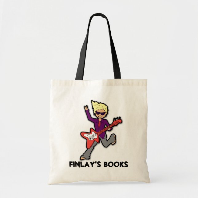 Boys rockstar guitar library book bag (Front)