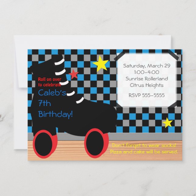 Boys Roller Skate Skating Party Invitation (Front)