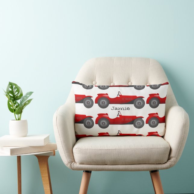 Boys Room Classic Car Gifts Sweet red Retro Car Lumbar Pillow (Chair)