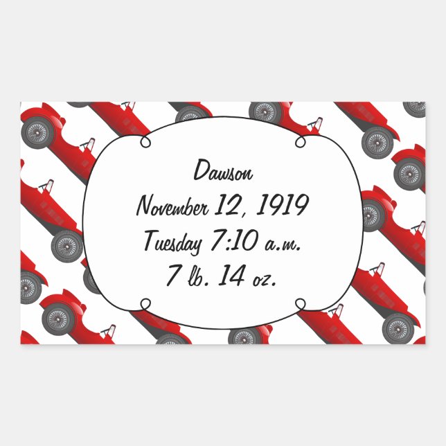Boys Room Classic Car Gifts Sweet red Retro Car Sticker (Front)