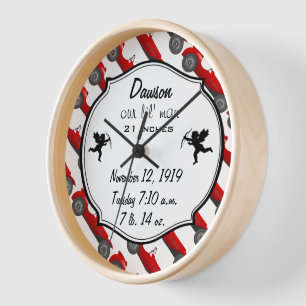 Boys Room Classic Car Gifts Sweet red Retro Car Wall Clock