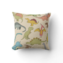 Boys Room Dinosaur Pattern Beige Bed Pillow