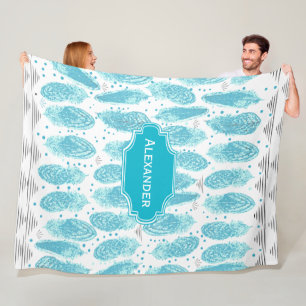 Boys Room Modern Abstract Feather Pattern Fleece Blanket