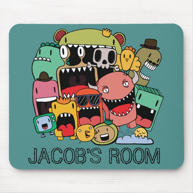 Boys Room Street Art Cute Monster Illustration Mouse Pad (Front)