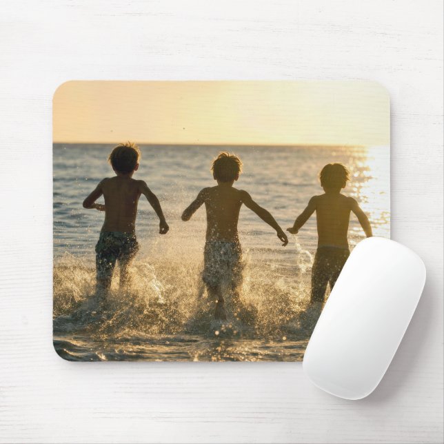 Boys Running into an Ocean Mouse Pad (With Mouse)