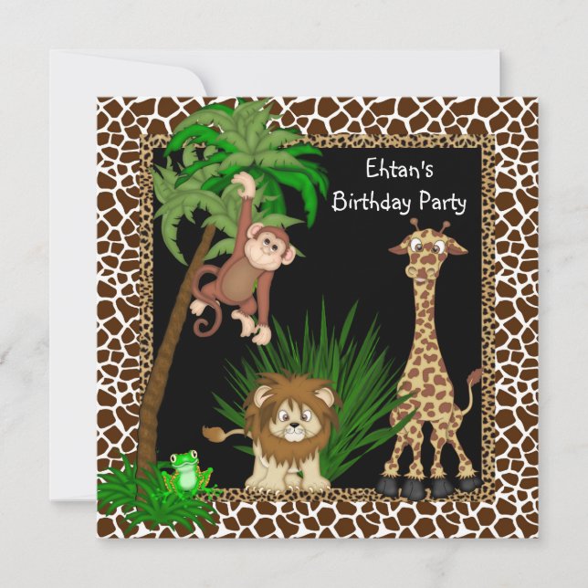 Boys Safari Birthday Party Invitation (Front)