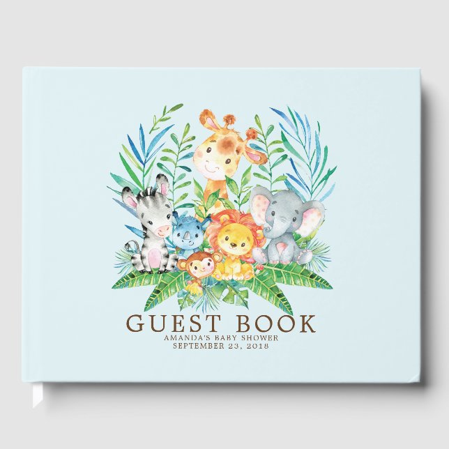 Boys Safari Jungle Baby Shower Guest Book (Front)