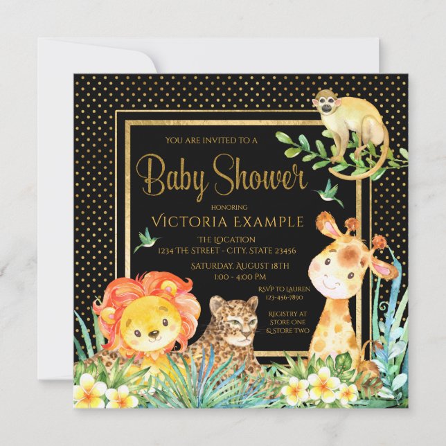 Boys Safari Jungle Baby Shower Invitations (Front)