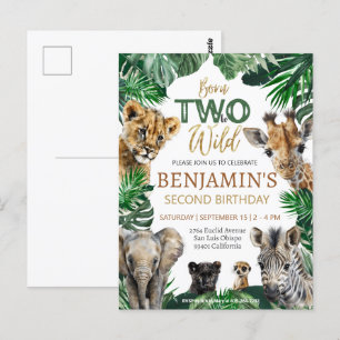 Boys Safari Two Wild Birthday Postcard